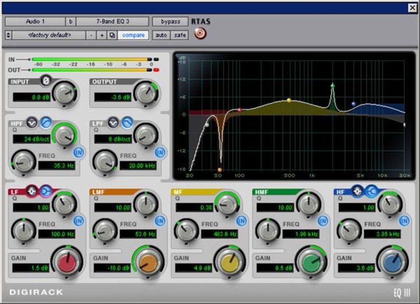 Pro Tools plug-in EQIII is a good example of a parametric EQ